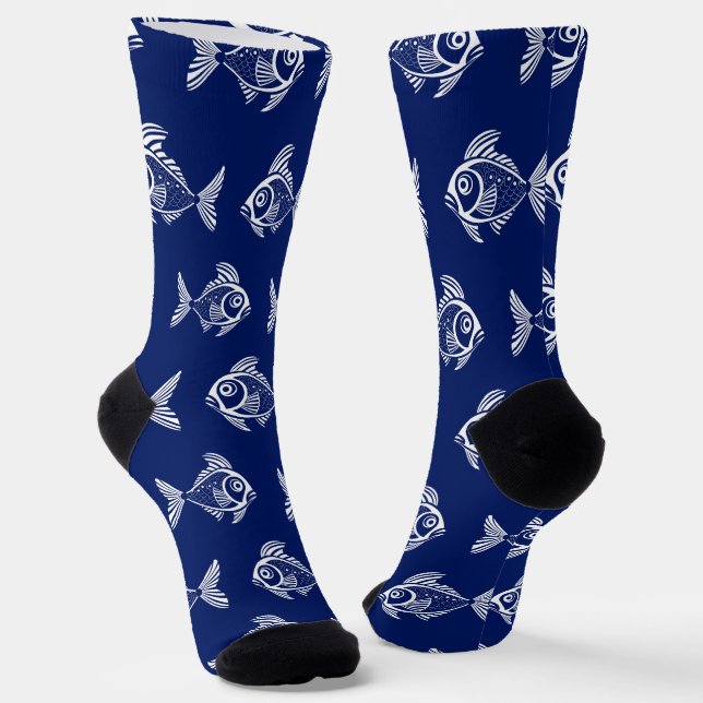 White Fish In The Deep Blue Sea Socks (Angled)
