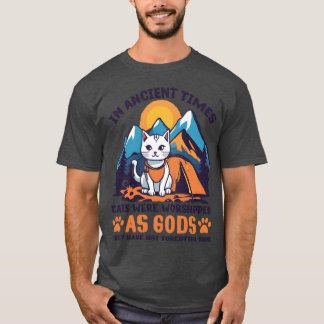 White Fisherman Cat Camping design gift T-Shirt
