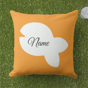 White Fishy Fishy Orange Pink Combo Kids Patio Outdoor Pillow