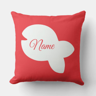White Fishy Fishy Red Orange Combo Kids Patio Outdoor Pillow