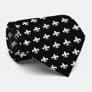 White Fleur De Lis - customize background colour Tie