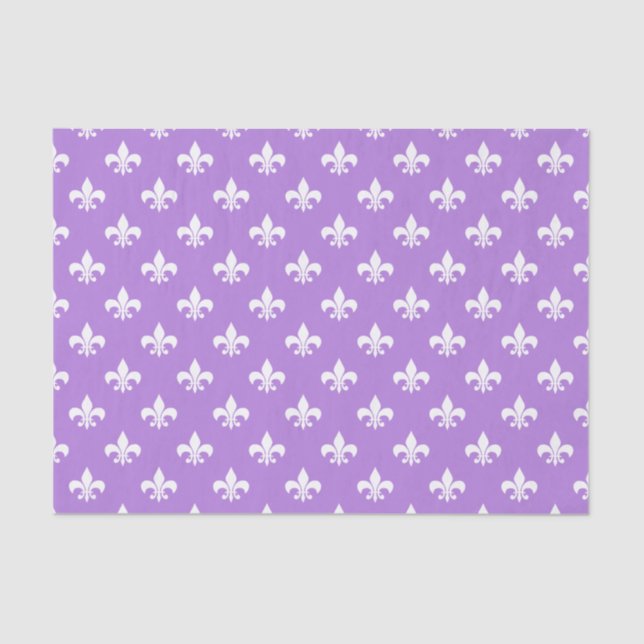 White Fleur-de-lis on Lavender Purple Tissue Paper (Front)