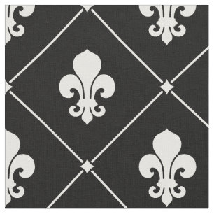White Fleur De Lis Pattern Fabric