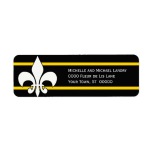 White Fleur de Lis sur le noir avec des rayures