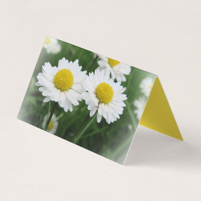 white floer Custom Horizontal Tent Fold Folded Business Card (Front)