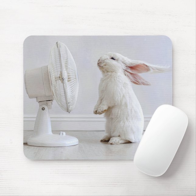 White Floppy-eared Rabbit Cooling Off Mouse Pad (With Mouse)