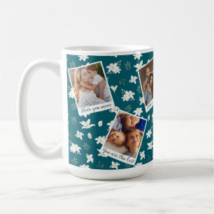 White Floral 6 Photo Collage - Custom Mother's Day Coffee Mug