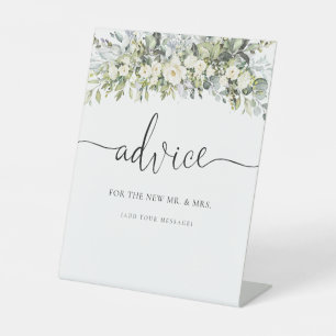 White Floral Advice Sign
