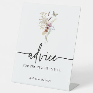 White Floral Advice Wedding Sign