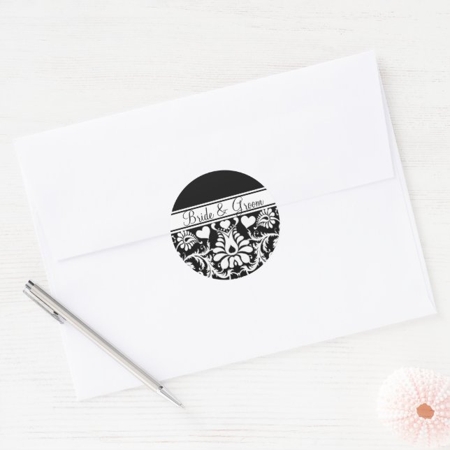 White Floral-Any Colour Background Classic Round Sticker (Envelope)