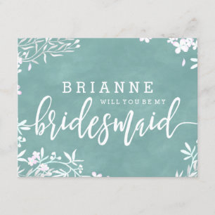 White Floral Any Colour Will You Be My Bridesmaid Invitation