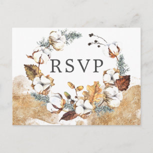 White Floral Autumn RSVP Postcard with Meal Choice