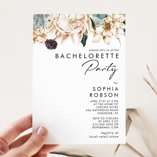 White Floral Bachelorette Party Invitation (Creator Uploaded)