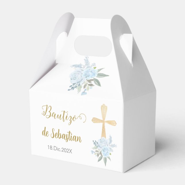 White floral Baptism Favor Box (Front Side)