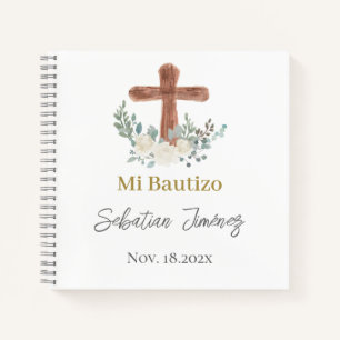White floral Baptism Guest Sign Notebook