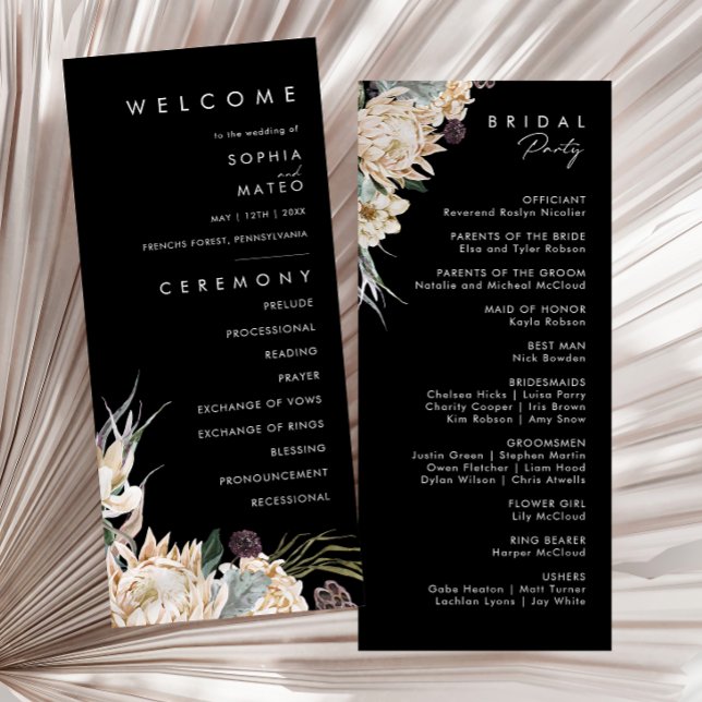White Floral | Black Wedding Program (Creator Uploaded)