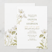 White Floral Blooming Rehearsal Dinner Invitation