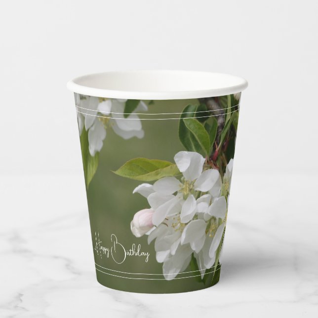 White Floral Blooms With Pink Paper Cups (Front)