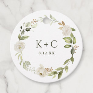 White Floral Botanical Greenery Wedding Favour Tags