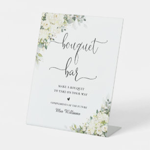 White Floral Bouquet Bar Sign