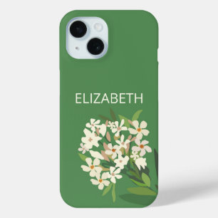 White Floral Bouquet Custom Name  iPhone 15 Case
