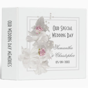 White floral bouquet wedding binder