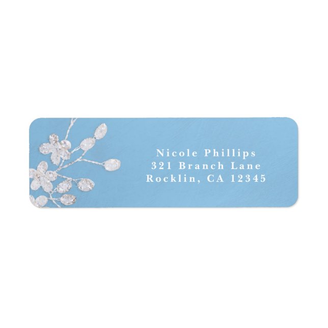 White Floral Branch Blue Bridal Shower Invitation (Front)