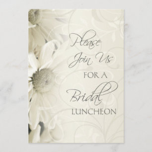 White Floral Bridal Luncheon Invitation Cards