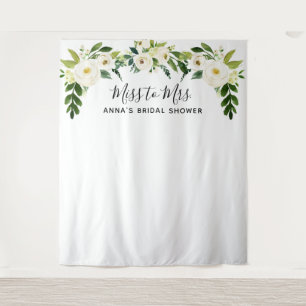 White Floral Bridal Shower Backdop Tapestry