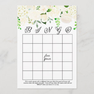white Floral Bridal Shower Bingo Cards