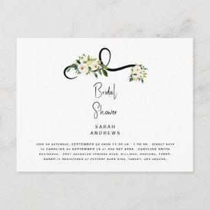 White Floral Bridal Shower Elegant Invitation Postcard