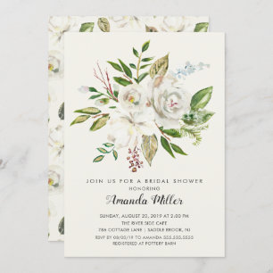 White Floral Bridal Shower Invitation