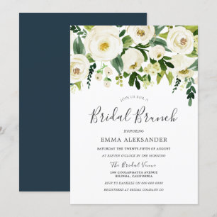 White Floral Bridal Shower Modern Brunch Invite