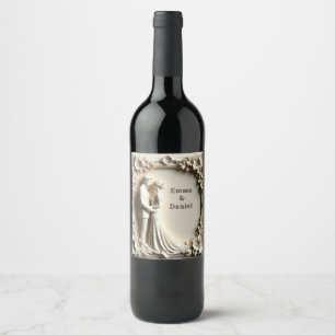🤍 White Floral Bride And Groom Wedding Theme 🤍 Wine Label