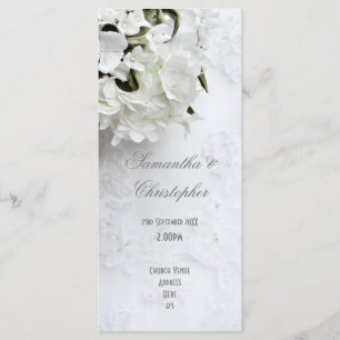 White floral bride bouquet church wedding program
