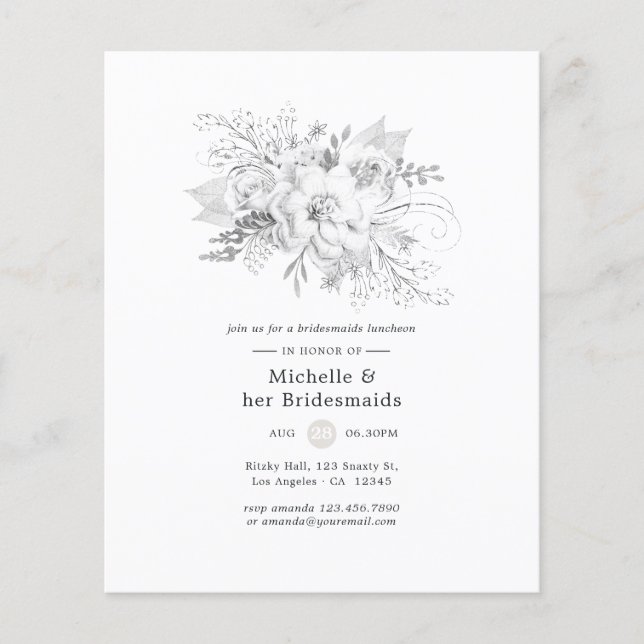 White Floral Bridesmaids Luncheon Invitation Flyer (Front)