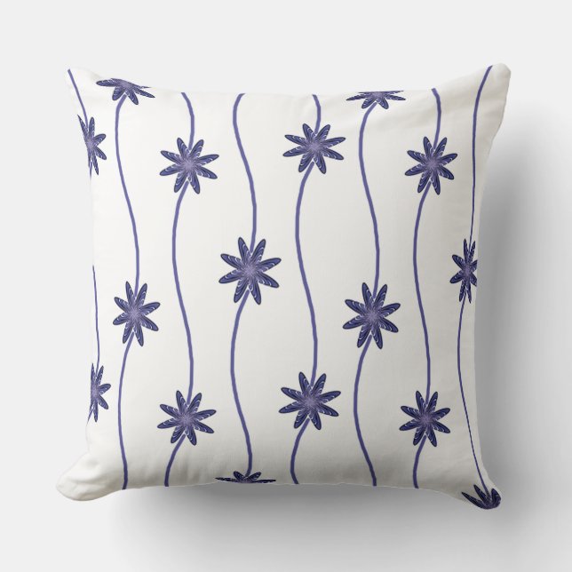 White Floral Chain Pattern Throw Pillow (Front)