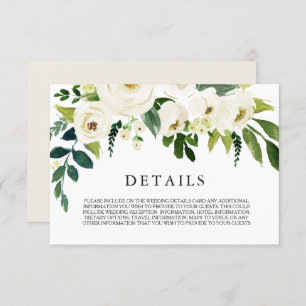 White Floral Cream Beautiful Wedding Details Card