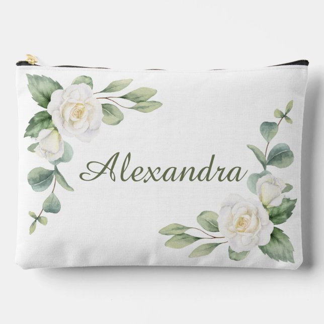 White Floral Custom Bridesmaid Favour  Accessory Pouch (Front)