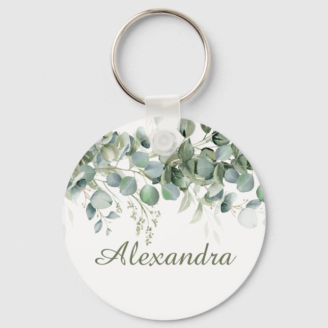 White Floral Custom Bridesmaid Favour  Keychain (Front)