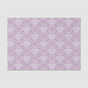 White Floral Damasks & Plum Purple Background Tissue Paper