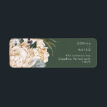 White Floral | Dark Green Return Address<br><div class="desc">We designed this White Floral | Dark Green return address label to complete your rustic dark tropical wedding. With its bohemian watercolor greenery to its modern boho winter flowers, including protea, dahlia, and dried lotus, the design is sure to set off your moody, minimalist green and white theme. Change the...</div>