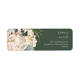 White Floral | Dark Green Return Address