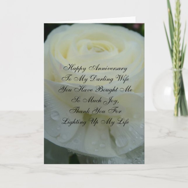White Floral Darling Wife Anniversary Card (Front)