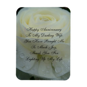 White Floral Darling Wife Anniversary Card Magnet