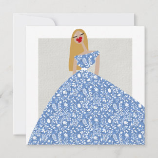White Floral Dress Fashion Illustration Card