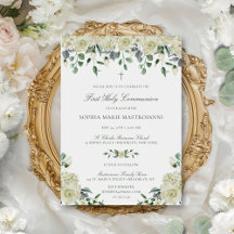 White Floral Elegant Girl's First Communion
