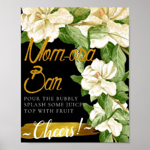 White Floral Elegant Mimosa Bar Sign