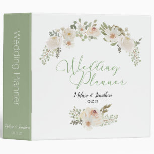 White Floral Elegant Romantic Wedding Planner Binder