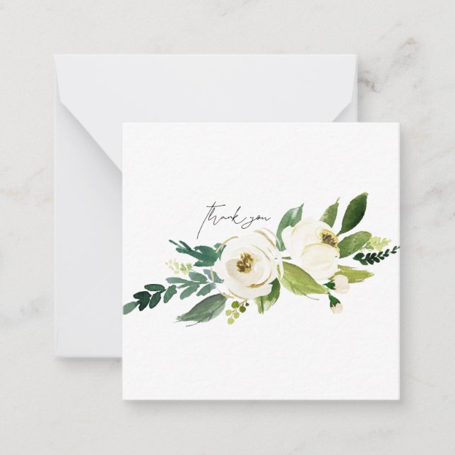White Floral Elegant Wedding Blank Thank You Card (Front)